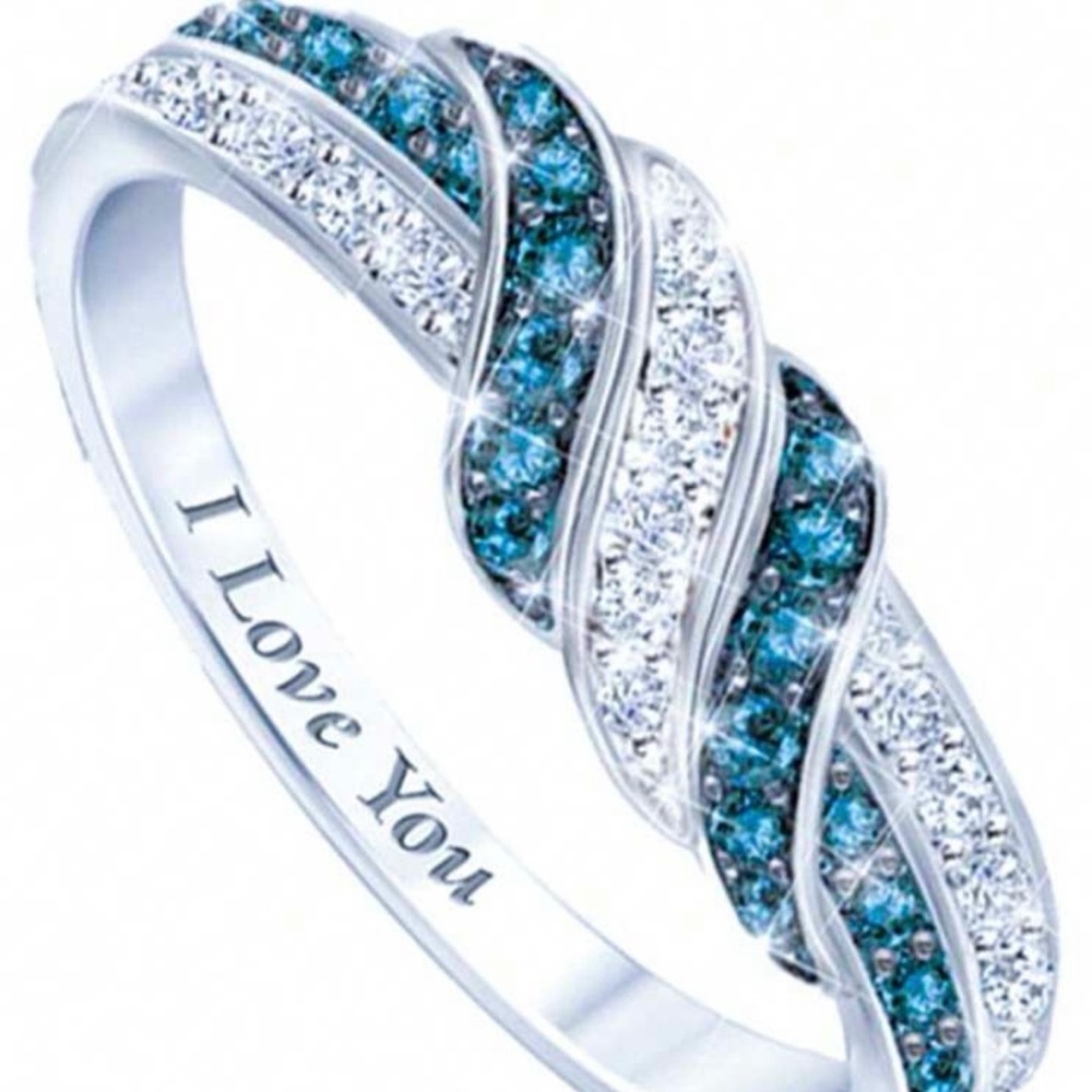 Sterling Silver and Blue Crystal Women's Ring